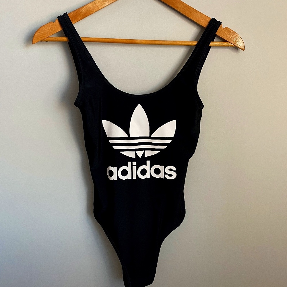 adidas Black One-Piece Swimsuit with White Trefoil Logo